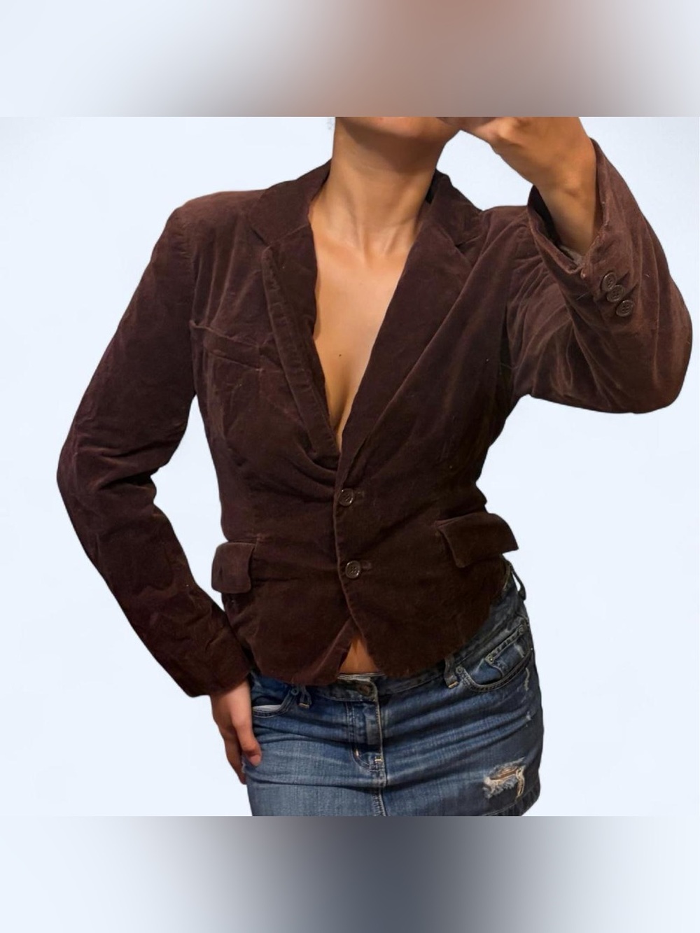 Y2K Grunge Velour Blazer Top by Moda INTL!